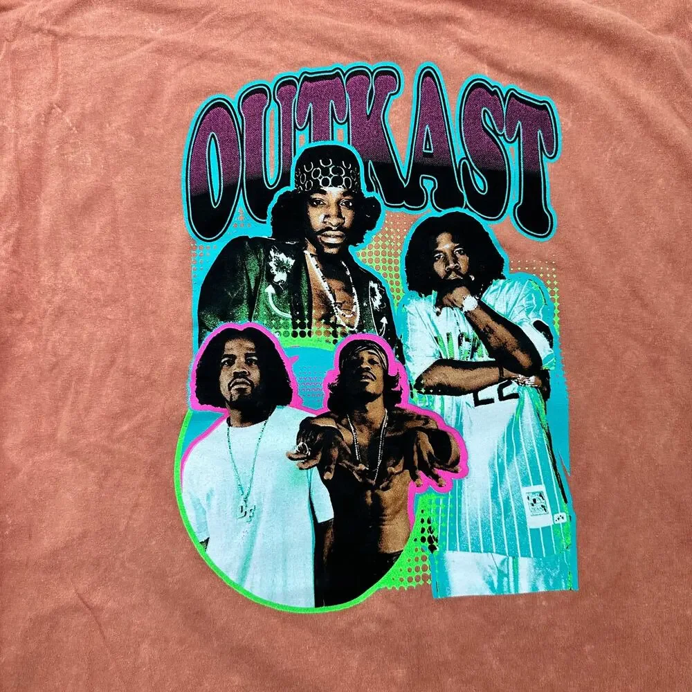 Outkast Graphic Print 90s Y2K Band Short Sleeve T-Shirt Orange Size Large - Picture 3 of 8